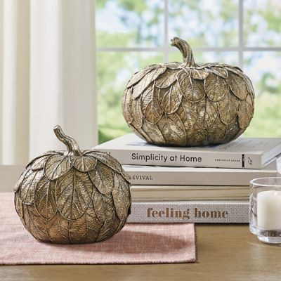 Leaf Layered Pumpkin, Set of Two | Grandin Road