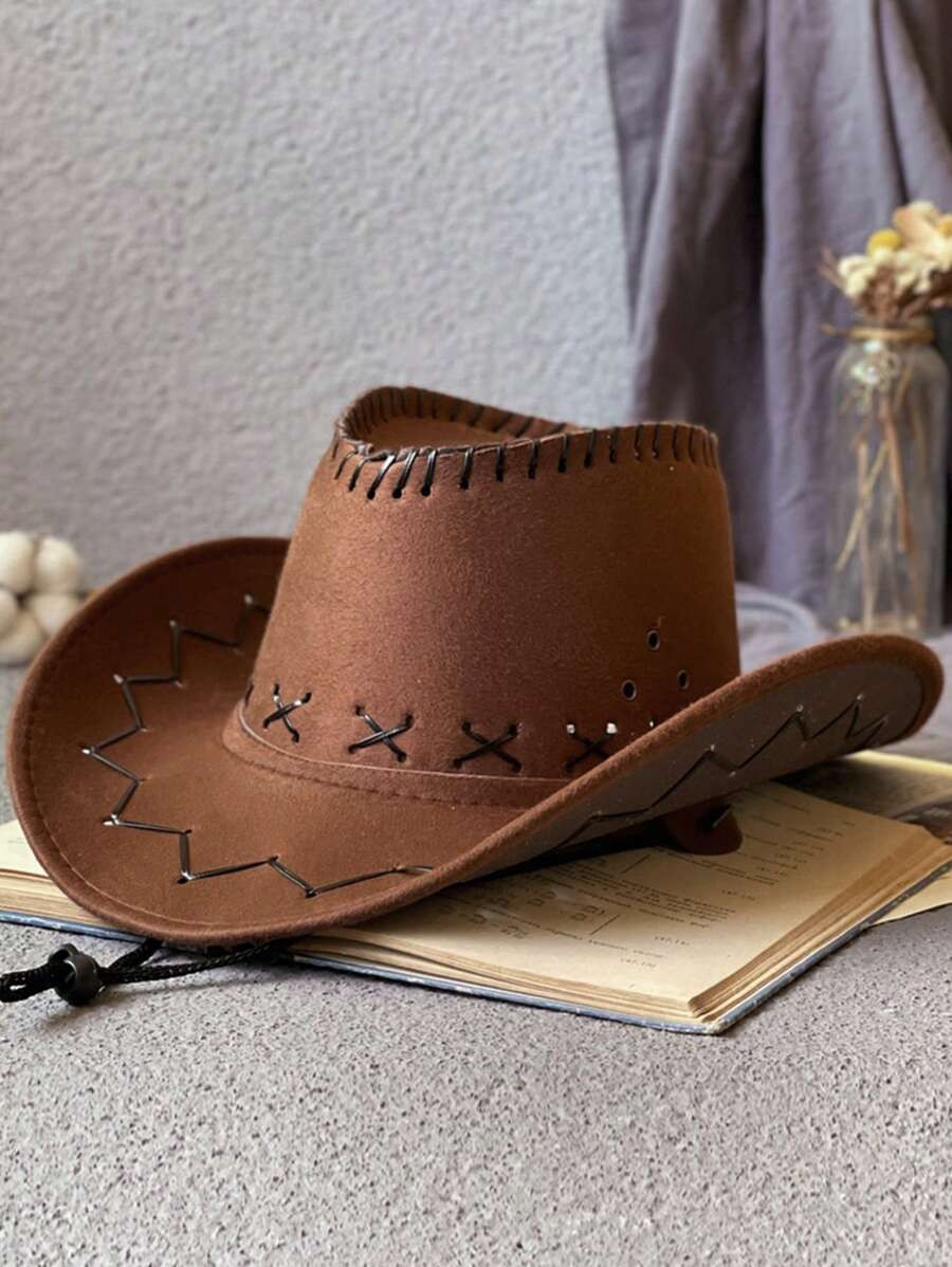 1pc New Style Outdoor American Western Cowboy Hat, Sun Protection Travel Hat, Suitable For Stage ... | SHEIN