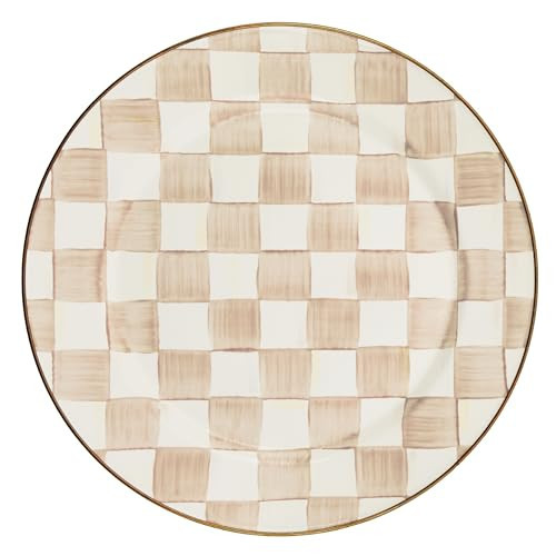 MACKENZIE-CHILDS Enamel Charger Plate, Charger Decoration Plate for Dinner Plates or Home Decor, 12 Inches, Brown-and-White Mocha Check | Amazon (US)