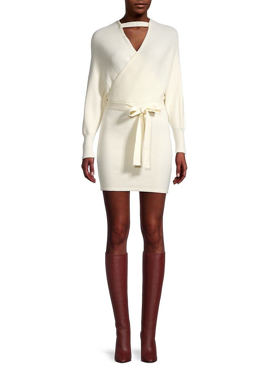 70/21 Women's Ribbed Tie-Front Faux Wrap Dress - Beige - Size XS | Saks Fifth Avenue OFF 5TH