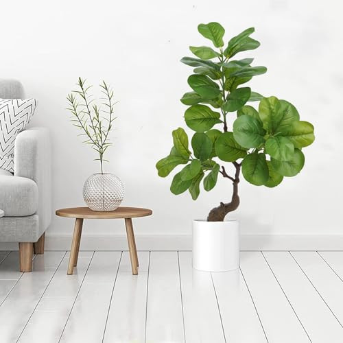 ilitphke Artificial Fiddle Leaf Fig Tree 49" Fake Potted Tree with Trunks Artificial Tree Realistic Fake Plant for Modern Home Office Living Room Floor Decor Indoor Outdoor | Amazon (US)