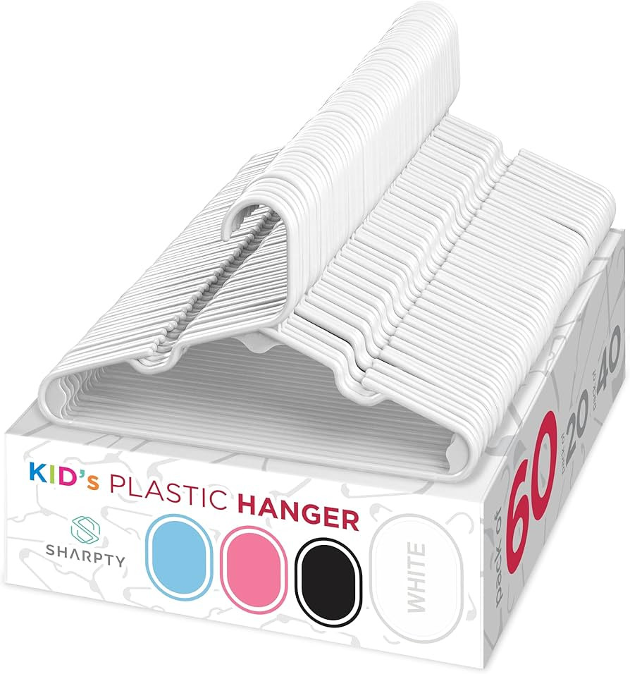 Sharpty Kids Plastic Hangers, Children's Hangers for Baby, Toddler, and Child Clothes - Everyday ... | Amazon (US)