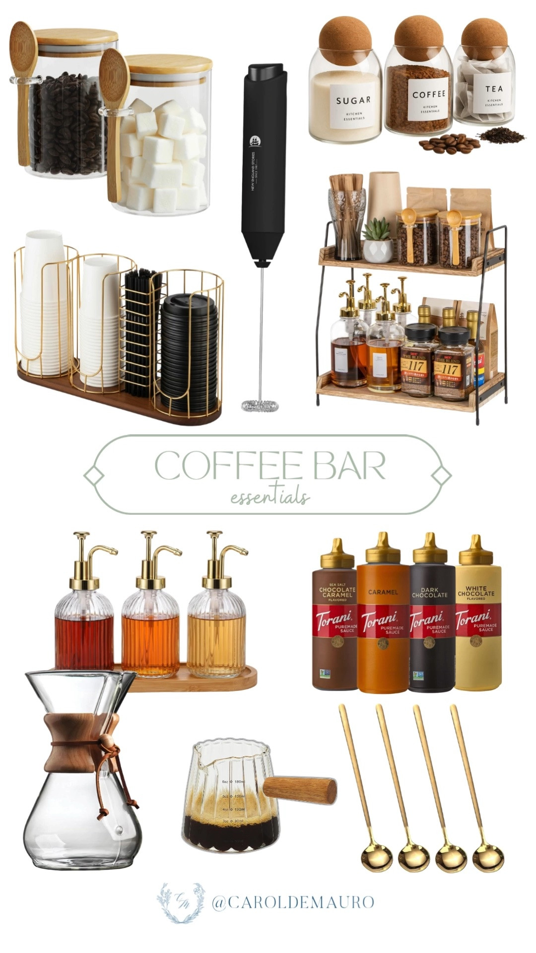 These coffee bar pieces make mornings feel so much prettier! From labeled jars to a two tier organizer, everything has its place and looks so good doing it.

coffee bar essentials, coffee station, coffee bar organization, milk frother, coffee bar decor, kitchen counter styling, coffee accessories, coffee bar ideas

#LTKfoodie #LTKHome