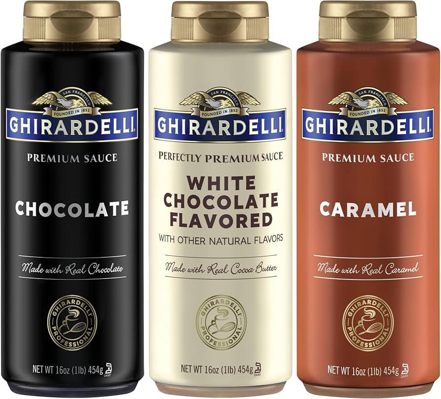 Ghirardelli Squeeze Bottles - Caramel, Chocolate & White Chocolate - Set of 3 | Amazon (US)