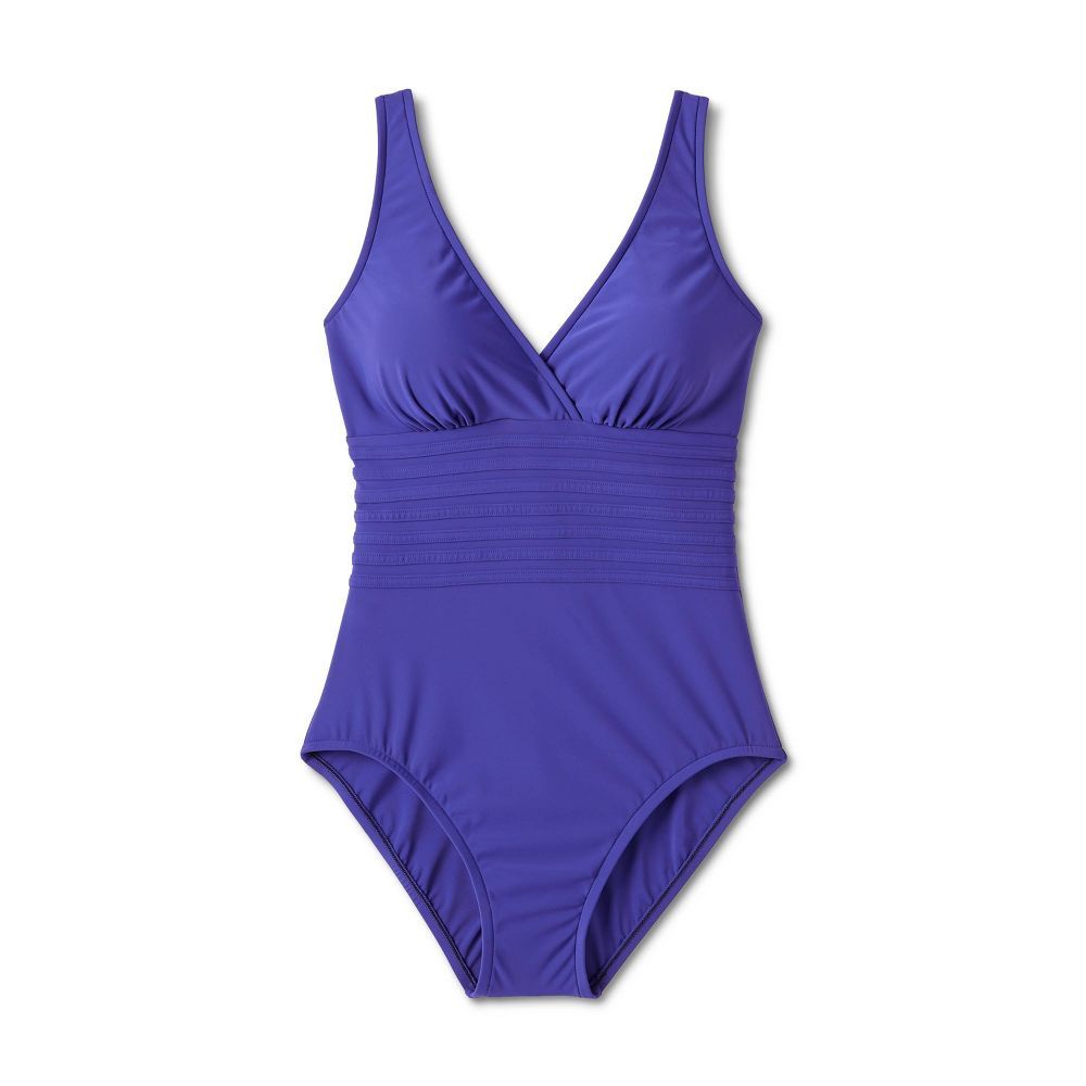 Women's UPF 50 Waist Detail Over the Shoulder One Piece Swimsuit - Aqua Green® | Target
