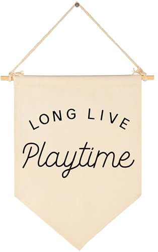 Long Live Playtime-Newborn-Hanging Canvas Flag Wall Decor Gift for Baby Boys Girls Kids-Canvas Pennant Banner Pennant Wall Decor Present for Nursery Baby Room Playroom | Amazon (US)