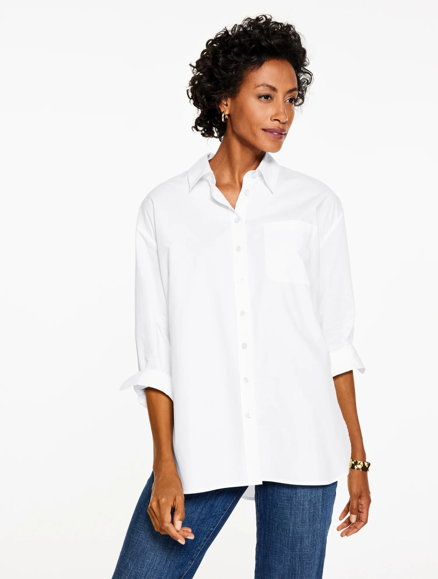 Everyday Relaxed Shirt - White - Small - 100% Cotton Talbots | Talbots