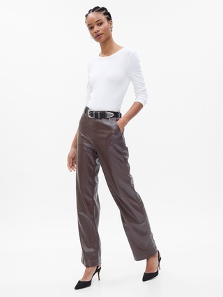 Mid Rise Faux-Leather Loose Pants | Gap (US)