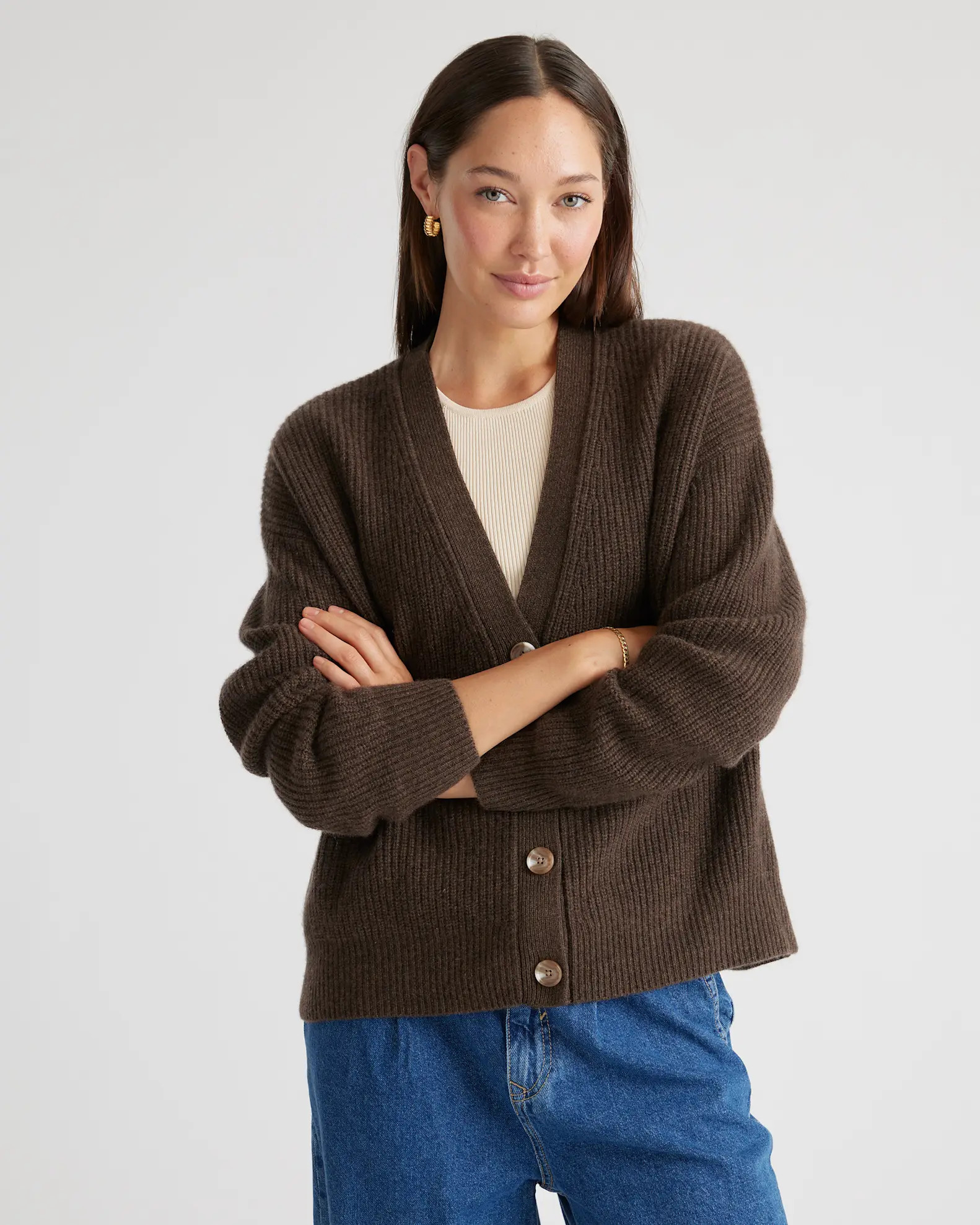 Mongolian Cashmere Fisherman Cropped Cardigan Sweater | Quince