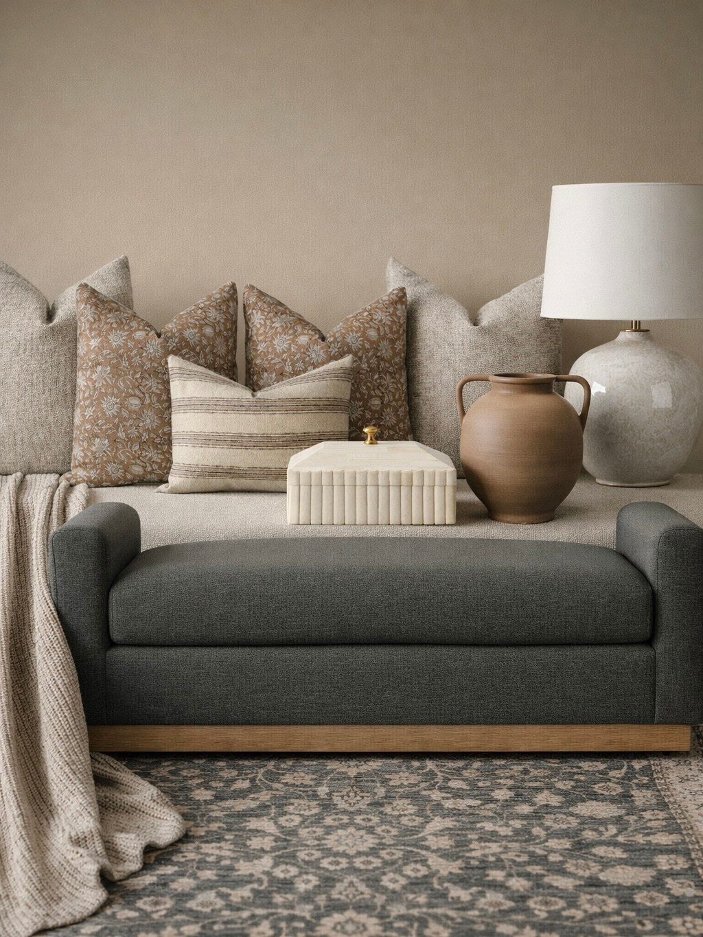 Curated Neutral Living Room Collection You’ll Use Year-Round

Follow @farmtotablecreations on Instagram for more styling ideas like this 🤍

This curated collection is all about layering warm neutrals in a way that feels elevated but still cozy. The mix of textured pillows, soft knit throw, and that timeless patterned rug creates the perfect foundation, while the ceramic lamp and sculptural vase add just the right amount of dimension. I love how the bench grounds the space—it’s functional, stylish, and easy to move wherever you need it. These are the kind of pieces you’ll reach for again and again to create a calm, designer-inspired look without overthinking it.

#bench #throwpillows #livingroomrug #homedecor #neutraldecor

#LTKHome