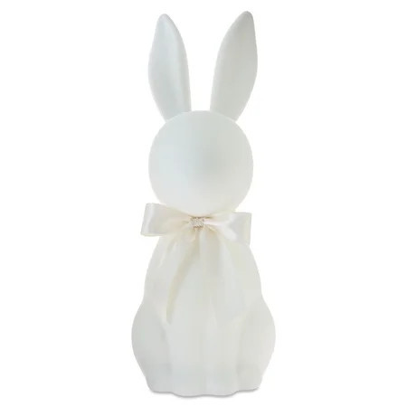 NANIL Flocked Bunny Tabletop Decor, Easter Decorations 14" White Flocked Bunny With Bow Shiny Easter Bunny Spring Table Centerpieces Indoor Decor Bunnies Decoration For Home & Party | Walmart (US)