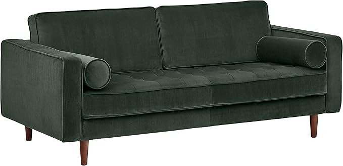 Amazon Brand – Rivet Aiden Mid-Century Modern Tufted Velvet Loveseat Sofa (74") - Hunter Green | Amazon (US)