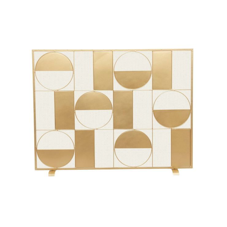 Contemporary Deco Metal Fireplace Screen Gold - Olivia & May | Target
