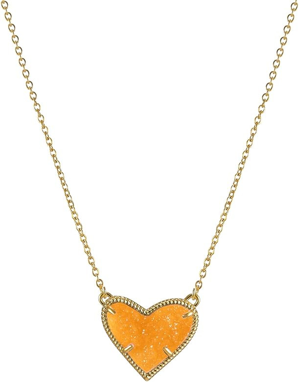 JQWL Ari Heart Adjustable Length White Gold Plated / 18K Gold PlatedPendant Necklace for Women - ... | Amazon (US)