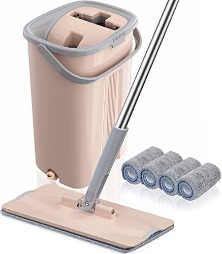 Flat Mop and Bucket with Wringer Set for Floor Cleaning - VOUBIEN Self Cleaning Floor Mop and Buc... | Amazon (US)