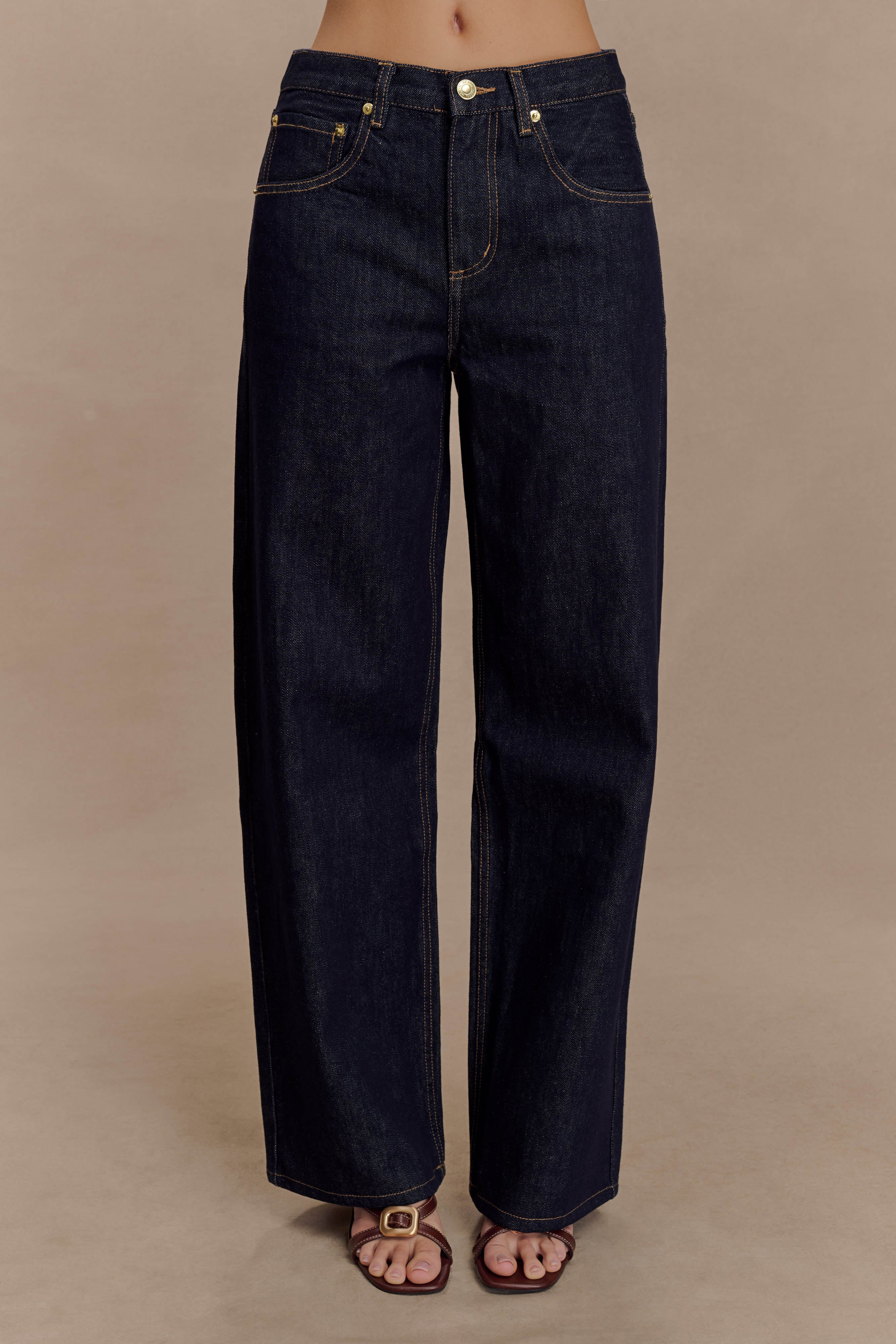 Mannon Mid Rise Denim Jeans - Washed Indigo Blue | Meshki (APAC)