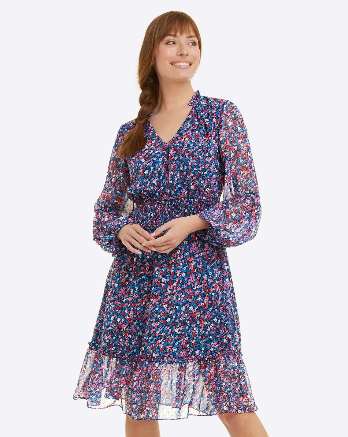 Smocked Waist Shirtdress in Spring Ditsy Floral | Draper James (US)