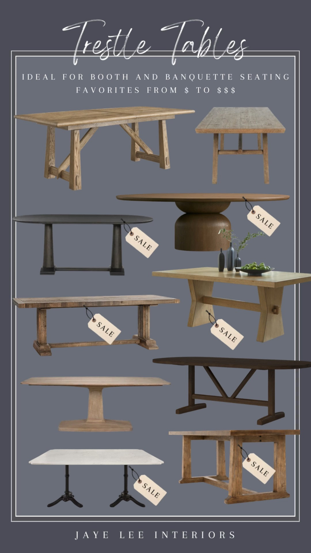 I'm in the process of sourcing dining tables for a project with built-in banquette seating, so trestle and elongated-pedestal tables will be the best fit! Here are some of my favorites at a variety of price points, --most on sale! #diningroom #trestletable #diningtable #pedestaltable #traditionaldesign #boothseating #jleeinteriors 

#LTKHome#LTKSaleAlert

#LTKdayinmylife #LTKstorytime #LTKSeasonal