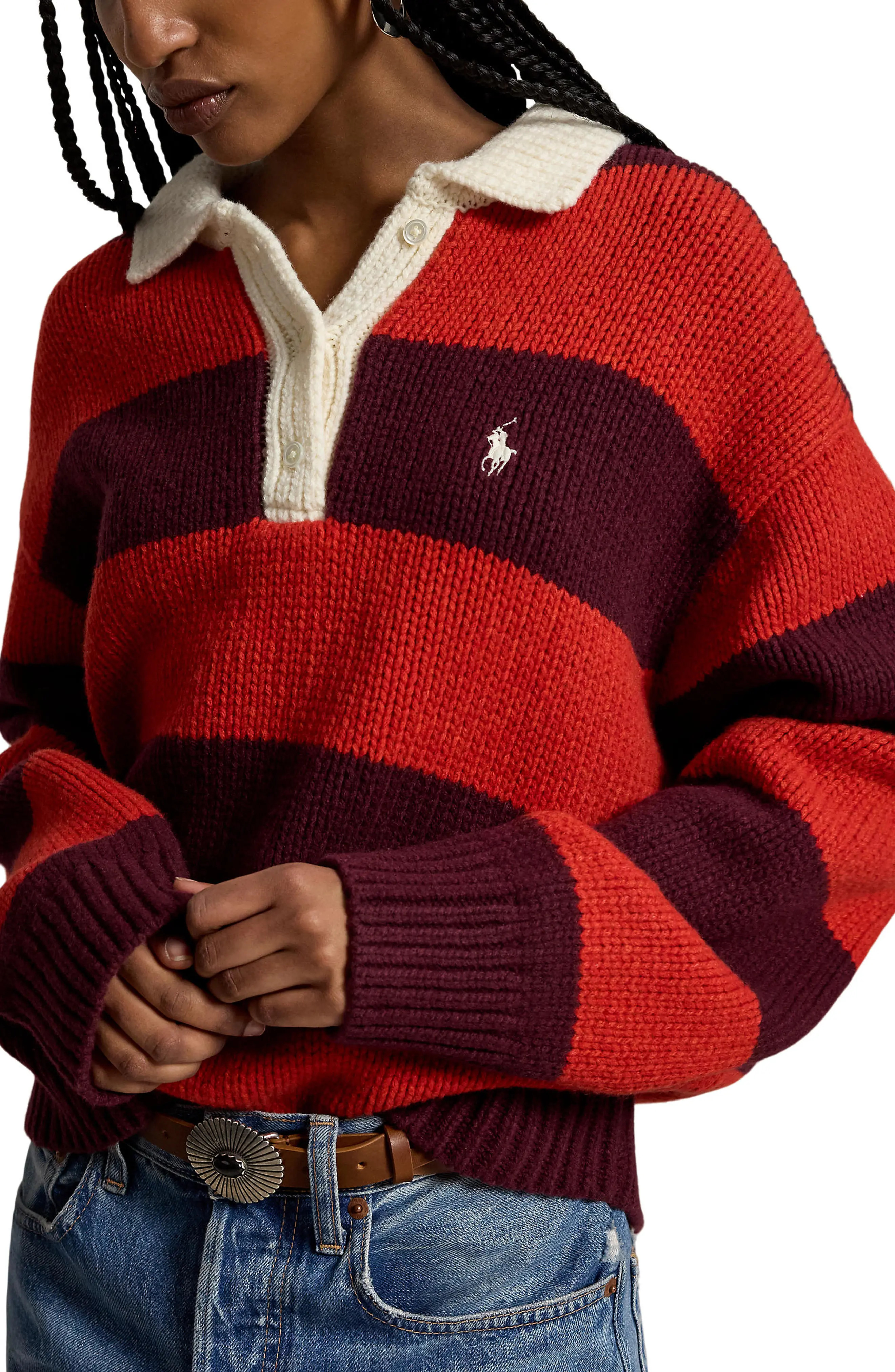 Stripe Oversize Wool Blend Rugby Polo Sweater | Nordstrom