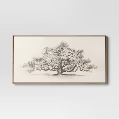 47" x 24" Pen and Ink Tree Framed Wall Canvas - Threshold™: Digital Art Nature Scene, Polystyre... | Target