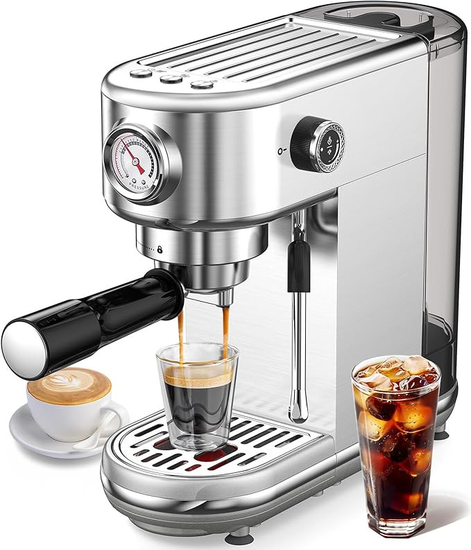 Espresso Machine with Milk Frother, 20 Bar High Pressure Professional Espresso Maker Automatic, C... | Amazon (US)