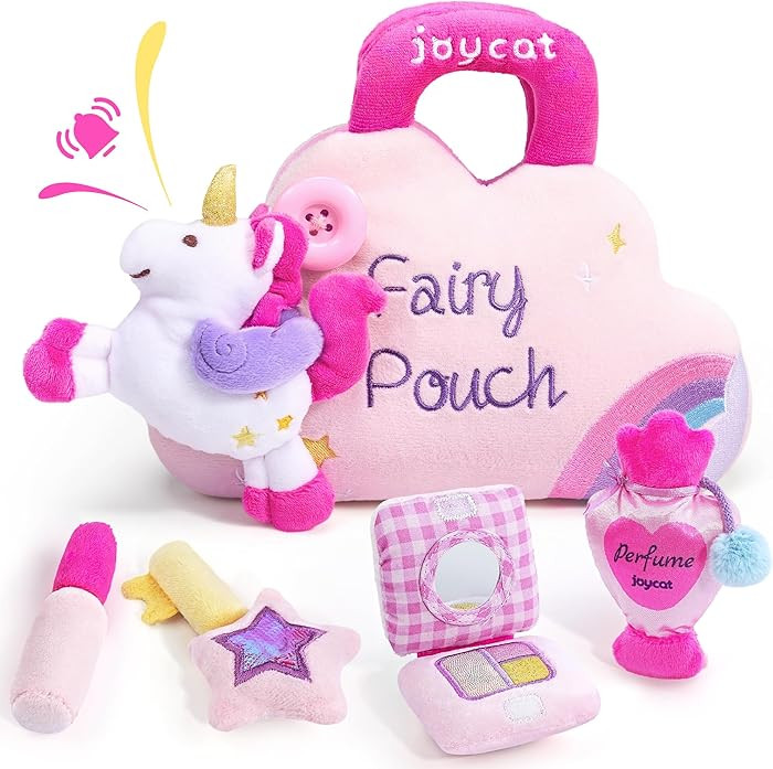 JoyCat Toys for Toddlers 1-3 Girls, My First Purse Baby Girl Unicorn Makeup Bag Set 5 PCS Plush T... | Amazon (US)