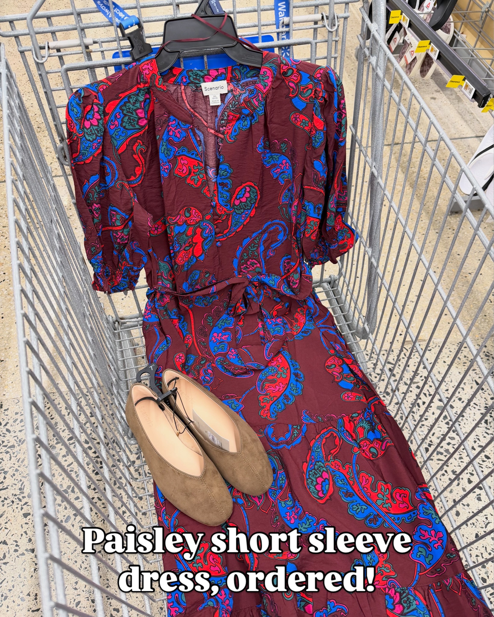 Walmart short sleeve midi dress, no stretch, lightweight and comfortable. I stayed tts with a small. If between sizes in these shoes, go down. #walmartfashion