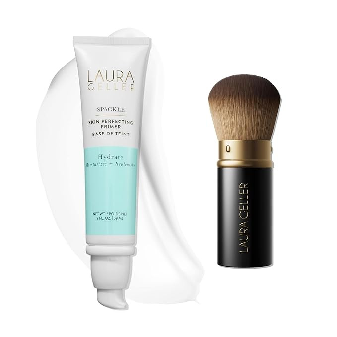 LAURA GELLER NEW YORK Spackle Skin Perfecting Makeup Primer, Hydrate + Airbrush Round Kabuki Brus... | Amazon (US)
