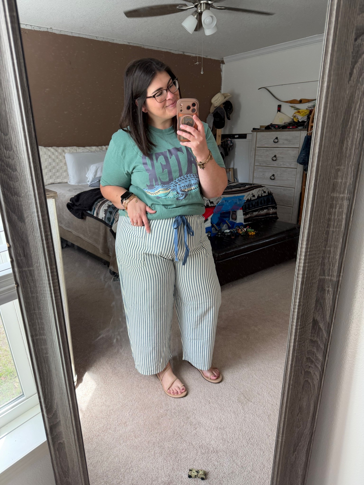 Easy spring outfit 🌿
Graphic tee + striped lounge pants = the comfiest casual look. These lightweight pants are perfect for spring outfits, casual everyday style, running errands, or travel days. Such an easy throw-on outfit that still feels cute.

#springoutfits #casualoutfits #everydayoutfit #springstyle #graphicteeoutfit #comfortableoutfits #ltkstyle #ltkfashion #springfashion #casualspringoutfit

#LTKootd #LTKMidsize