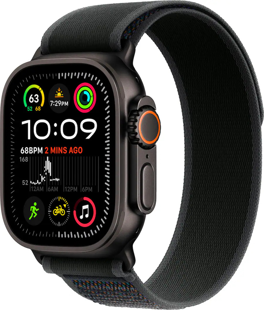 Apple Watch Ultra 2 (GPS+Cellular) 49mm Titanium Case with Black Trail Loop - M/L - Black - (2024... | Best Buy U.S.
