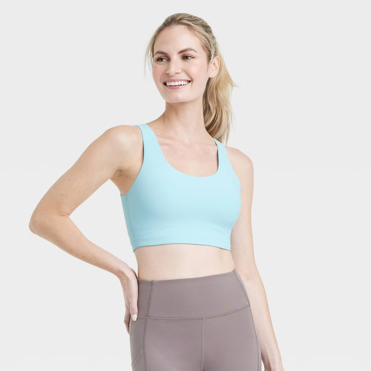Women's Everyday Soft Medium Support Longline Sports Bra - All In Motion™ Blue L | Target