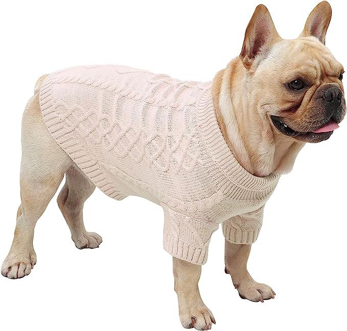 Dog Sweater Turtleneck Knitted Short Sleeve Cat Sweater Pullover Christmas Holiday Pet Apparel fo... | Amazon (US)