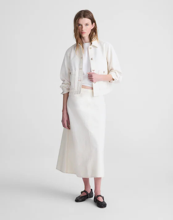 Airy Denim Slip Midi Skirt | Madewell