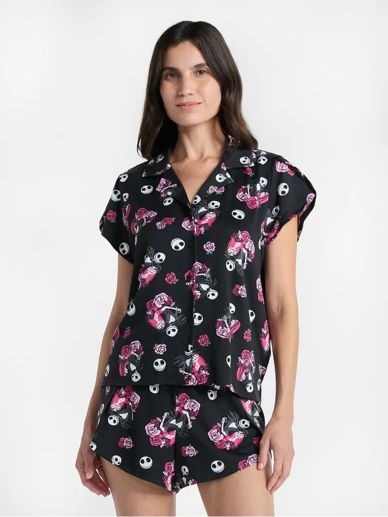 Disney Nightmare Before Christmas Women's Valentine's Day Shorty Pajama Set, 2-Piece, Sizes XS-3X | Walmart (US)