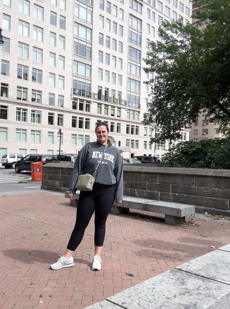 My go-to casual outfit for working from home or errands. 
I am in a size XL in the sweatshirt and leggings  