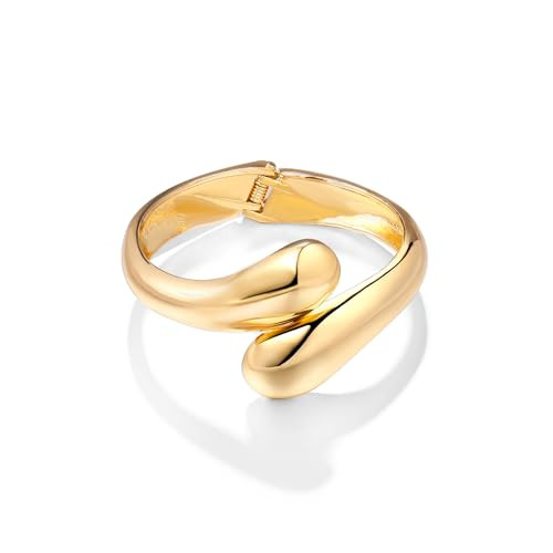 Amazon.com: Joya Love Chunky Gold Cuff Bangle Bracelets For Women Statement Minimalist Thick Gold... | Amazon (US)