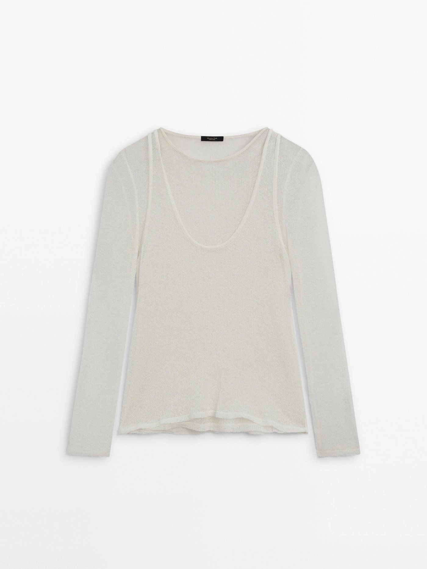 Textured cotton blend double-layer top | Massimo Dutti US