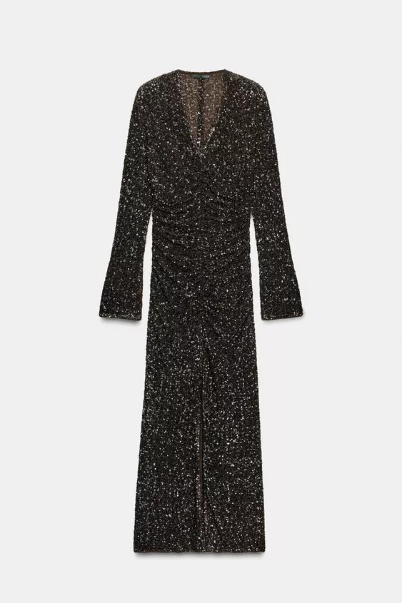 ZW COLLECTION SEQUINNED DRESS WITH SHOULDER PADS | Zara UK