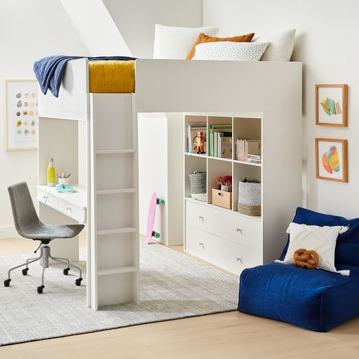 Milo Full Loft Bed w/ Desk - White | West Elm (US)