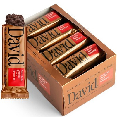 David Protein Bronze Peanut Butter Chocolate Crunch High Protein Bars - 20g Protein - 12ct | Target