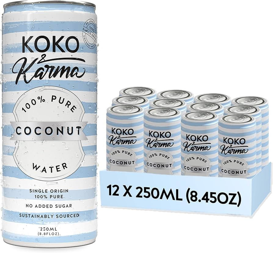 Koko & Karma Pure Coconut Water - No added Sugar, 12 pack case 8.45oz cans | Amazon (US)