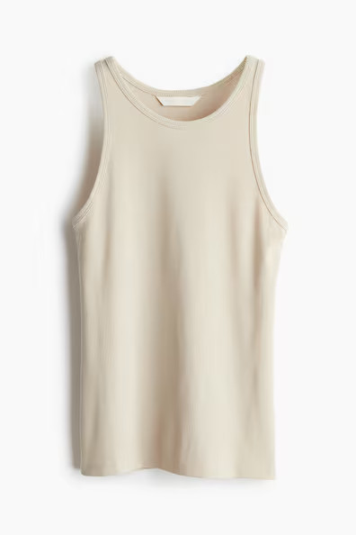 H & M - Ribbed Tank Top - Beige | H&M (US + CA)