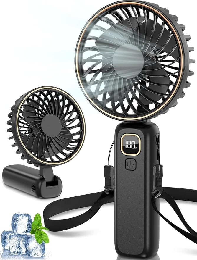 HandHeld Fan , Portable Fan , Handheld USB Rechargeable Fans with 6 Speeds,4000mAh Battery Max 24... | Amazon (UK)