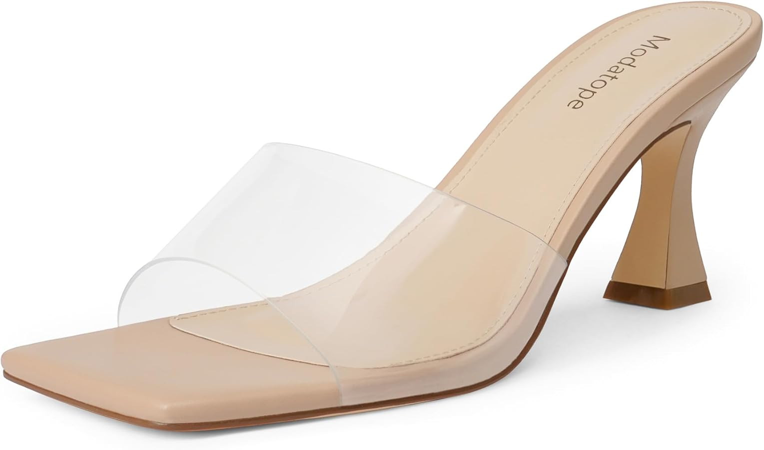 Modatope Womens Heeled Sandals Open Square Toe Heels Chunky Block Heel Slip On Sandals for Women | Amazon (US)