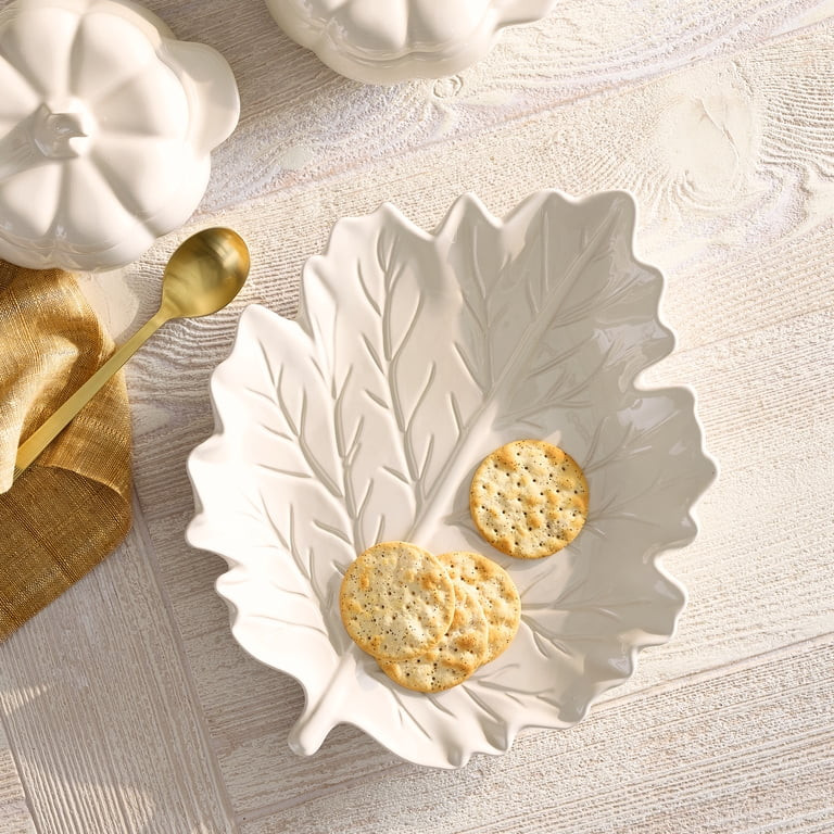 Better Homes & Gardens Sculpted Leaf-Shaped Platter in Cream | Walmart (US)