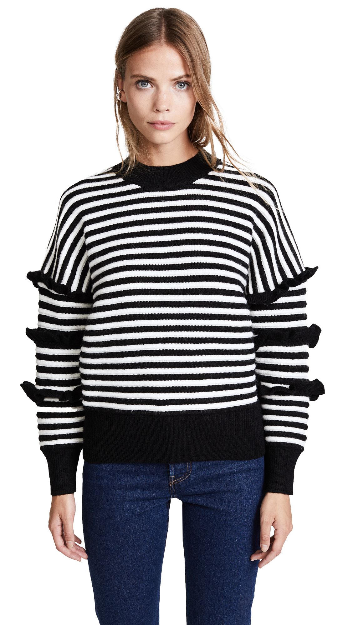 ENGLISH FACTORY Stripe Ruffle Sweater | Shopbop