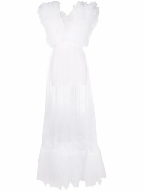 Lia ruffled tulle long dress | Farfetch (US)