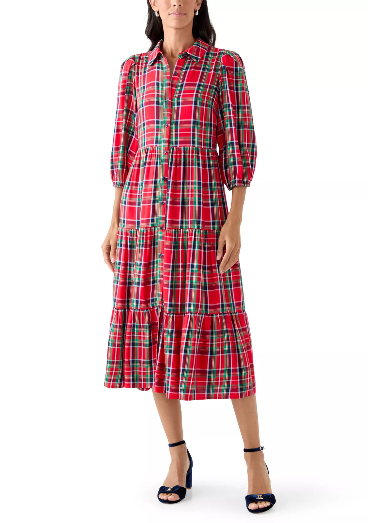 Women's Long Sleeve Button Front Maxi Print Dress | Belk