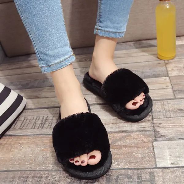 Faux Fur Slippers | Rosegal US