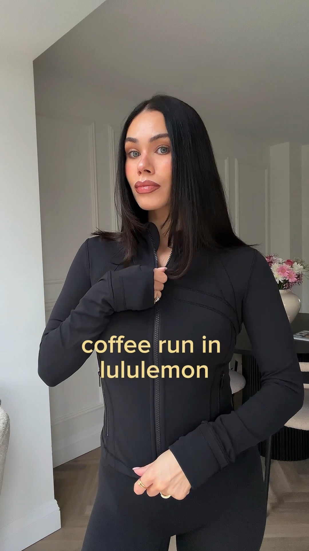 coffee runs in lululemon 

wearing size uk8 jacket / uk6 leggings 
